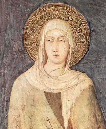 Simone Martini detail depicting Saint Clare of Assisi from a fresco  in the Lower basilica of San Francesco Sweden oil painting art